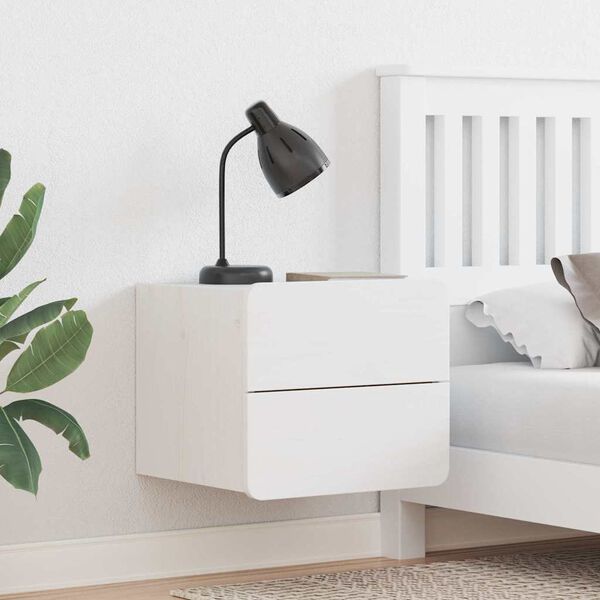 vidaXL Noptieră cu sertar Alb 39 x 34 x 33 cm Lemn masiv de pin