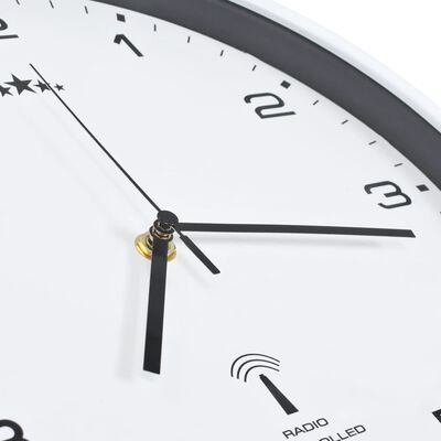 vidaXL Ceas de perete controlat prin semnal radio, cuarț, alb, 31 cm