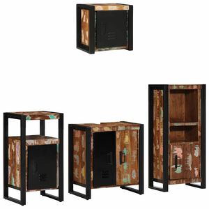 vidaXL Set de mobilier pentru baie 4 buc. Multicolor și negru