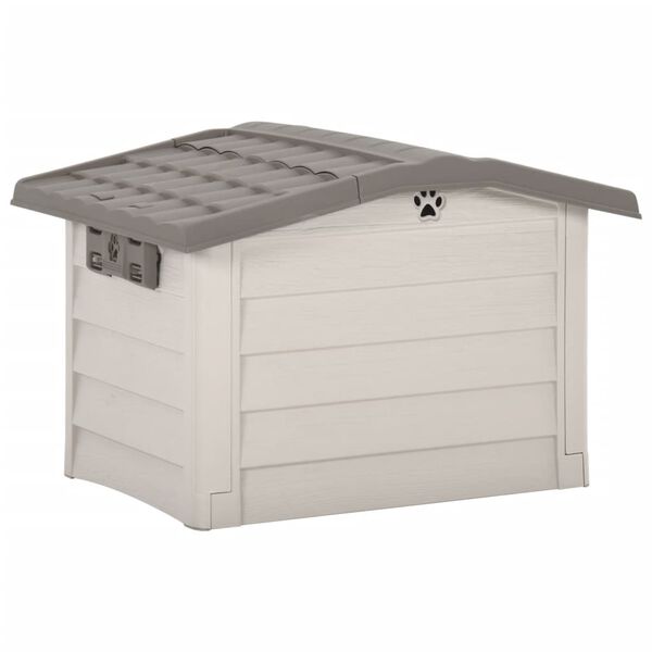 vidaXL Cușcă de c&acirc;ini, bej și maro, 89x75x62 cm