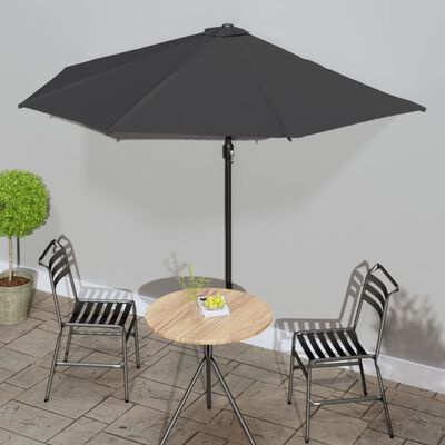 vidaXL Umbrelă de soare de balcon, tijă aluminiu, antracit, 300x155 cm