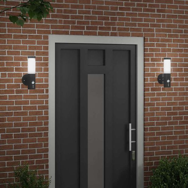 vidaXL Lumină de perete pentru exterior 2 pcs Negru 15 x 7,5 x 33 cm