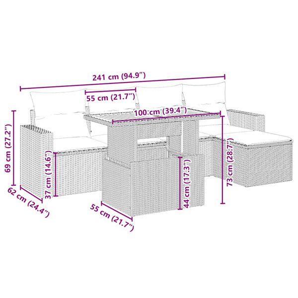 vidaXL Set canapele de grădină cu perne, 6 piese, bej, poliratan