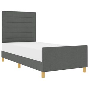 vidaXL Cadru de pat cu headboard Gri &icirc;nchis 90 x 200 cm țesătură