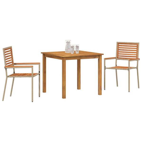 vidaXL Set de masă pentru grădină 3 pcs Bej Lemn Solid de Acacia