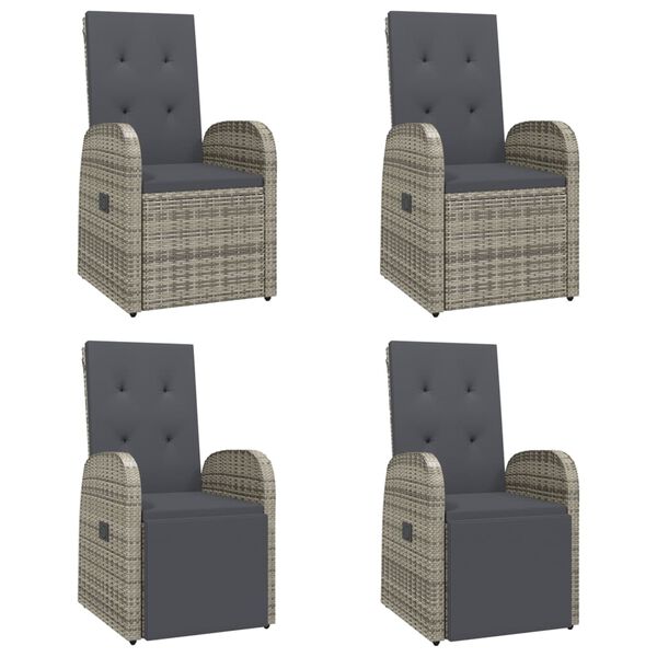 vidaXL Set mobilier de grădină cu perne, 5 piese, gri, poliratan