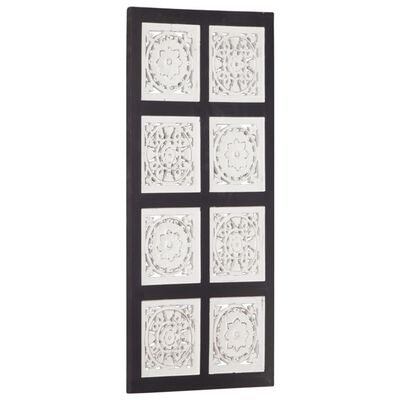 vidaXL Panou de perete sculptat manual, negru și alb, 40x80x1,5 cm MDF