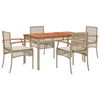 vidaXL Set mobilier de grădină cu perne, 5 piese, bej, poliratan