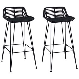 vidaXL Scaun de bar 2 pcs Negru 44 x 46 x 91 cm Rattan și oțel