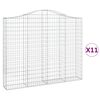 vidaXL Coș gabion arcuit, 11 buc, 200x30x160/180 cm, fier galvanizat