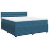 vidaXL Pat box spring cu saltea, albastru, 200x200 cm, catifea