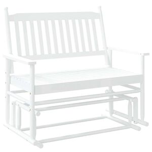 vidaXL Bancă glisantă, alb, 118x70x104,5 cm, lemn masiv de plop