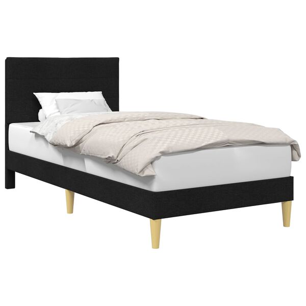 vidaXL Cadru de pat cu headboard Negru 90 x 190 cm țesătură