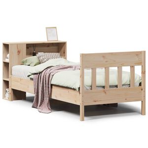 vidaXL Pat cu bibliotecă fără saltea, 75x190 cm, lemn masiv de pin