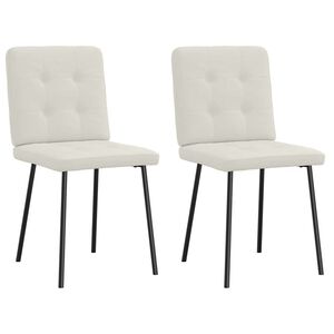 vidaXL Scaune de bucătărie, 2 buc., crem, catifea