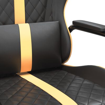 vidaXL Scaun de gaming de masaj, negru și auriu, piele ecologică