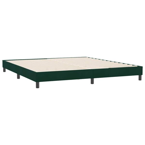 vidaXL Pat cu arcuri fără saltea verde &icirc;nchis 180x220 cm catifea