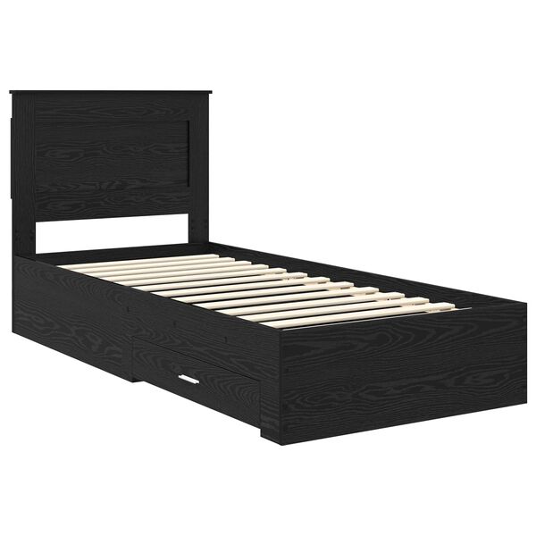 vidaXL Cadru de pat cu sertar cu headboard cu depozitare Lemn compozit