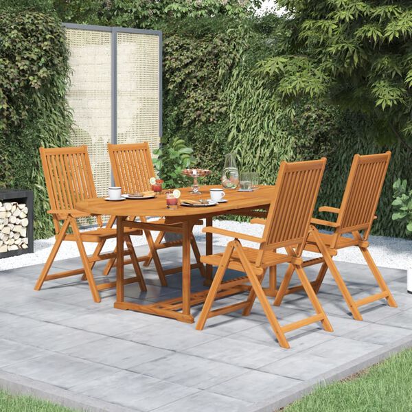 vidaXL Set mobilier de grădină, 5 piese, lemn masiv de acacia, 150-200 cm