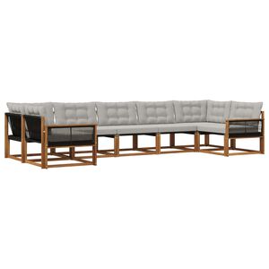 vidaXL Set de canapele de exterior 7 pcs Natural și gri deschis