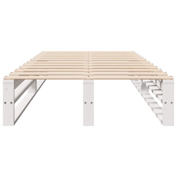 vidaXL Cadru de pat fără saltea, alb, 75x190 cm, lemn masiv de pin