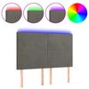 vidaXL Tăblie de pat cu LED, gri &icirc;nchis, 144x5x118/128 cm, catifea