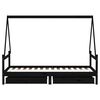 vidaXL Cadru de pat copii cu sertare, negru, 90x190 cm, lemn masiv pin