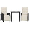 vidaXL Set mobilier de grădină cu perne, 3 piese, negru, poliratan