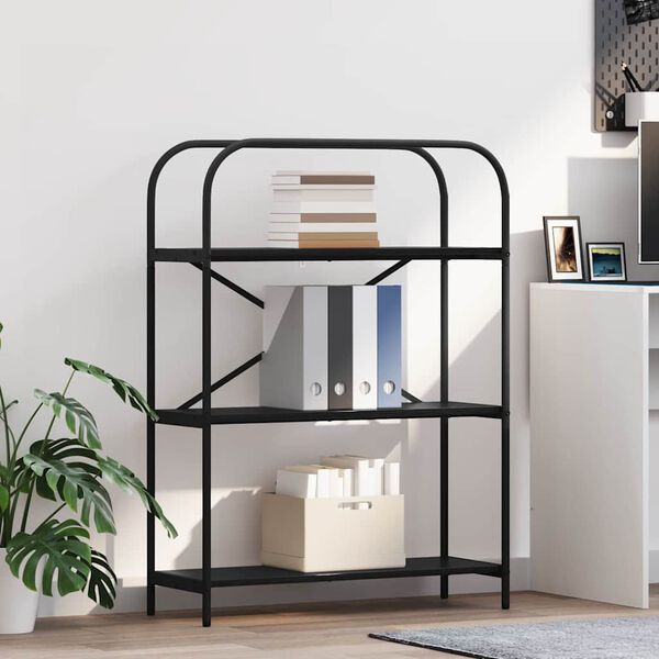 vidaXL Raft pentru cărți Stejar Negru 80 x 30 x 109 cm Lemn compozit