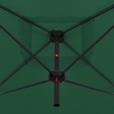 vidaXL Umbrelă de soare dublă, stâlp din oțel, verde, 250 x 250 cm