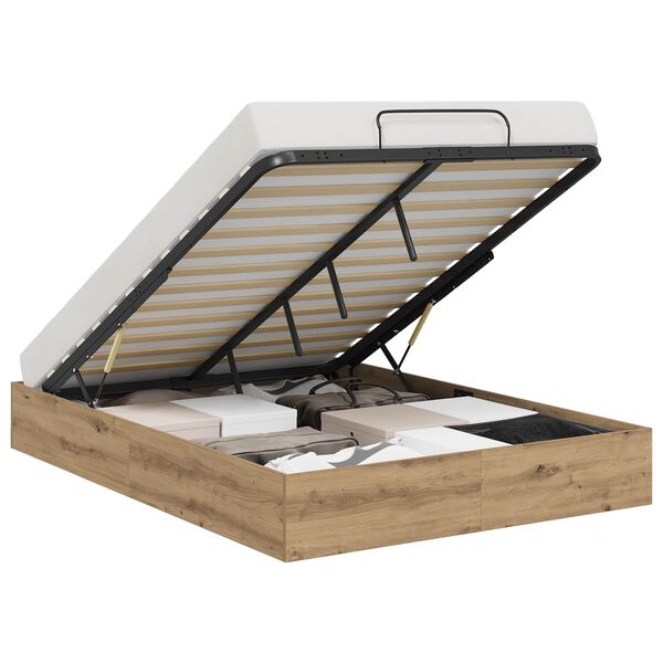 vidaXL Cadru de pat otoman Stejar Artizanal 120 x 190 cm Lemn compozit