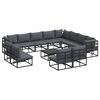 vidaXL Set de canapele pentru grădină cu pernă 13 pcs Negru Aluminiu