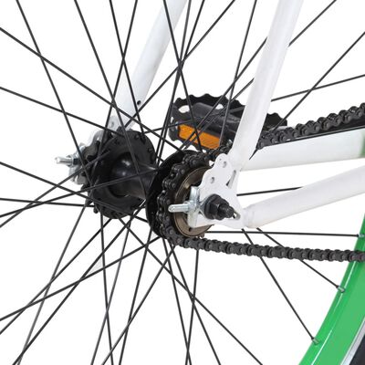 vidaXL Bicicletă cu angrenaj fix, alb și verde, 700c, 59 cm