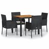 vidaXL Set mobilier de grădină cu perne, 5 piese, negru, poliratan