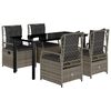 vidaXL Set mobilier de grădină cu perne, 5 piese, gri, poliratan