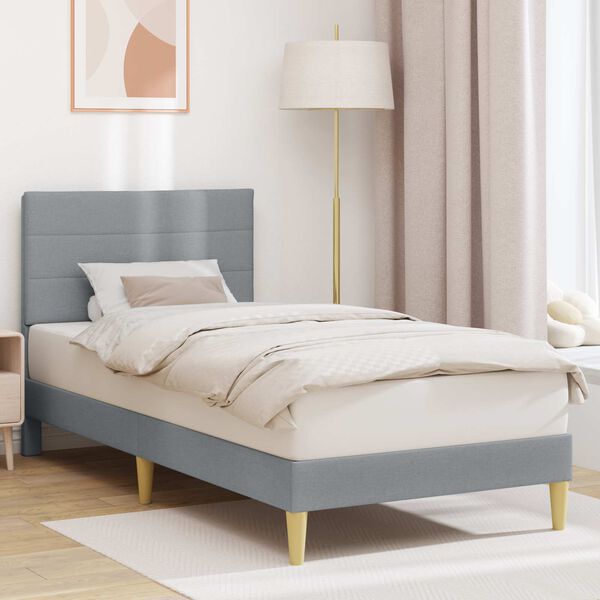 vidaXL Cadru de pat cu headboard Gri deschis 80 x 200 cm țesătură