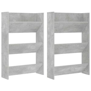 vidaXL Pantofare de perete, 2 buc., gri beton, 60x18x90 cm, PAL