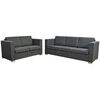 vidaXL Set canapele, 2 piese, gri &icirc;nchis, material textil