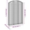 vidaXL Coș gabion arcuit, 150x30x220/240 cm, fier galvanizat