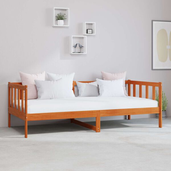 vidaXL Pat de zi cu saltea Culoare Ceară Maro și Alb 90 x 200 cm