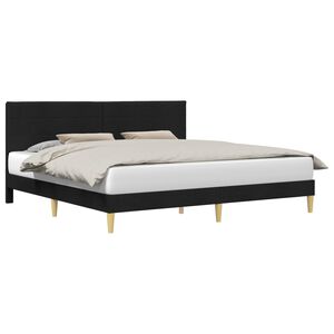 vidaXL Cadru de pat cu headboard Negru 200 x 200 cm Țesătură
