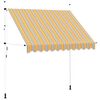vidaXL Copertină retractabilă manual, dungi galben și albastru, 250 cm