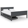 vidaXL Cadru pat cu 2 sertare, gri &icirc;nchis, 160x200 cm, lemn masiv pin