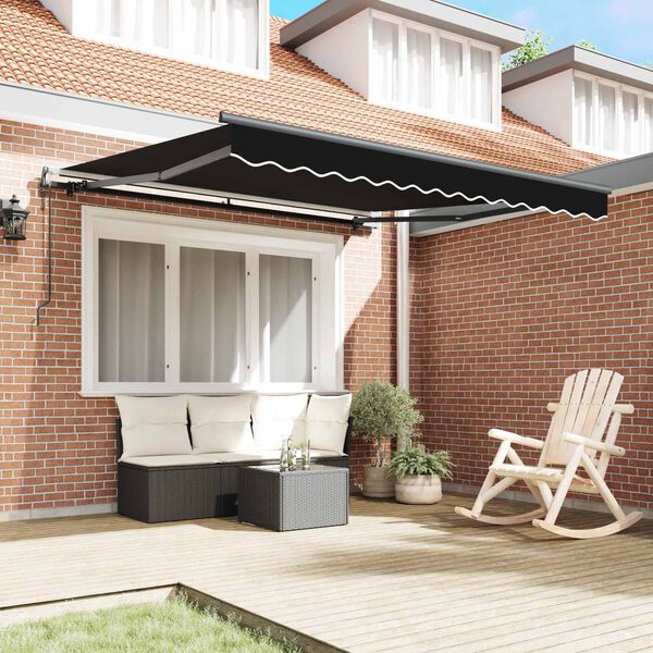 vidaXL Cortina Retractabilă Negru 350 x 250 cm Țesătură și Aluminiu