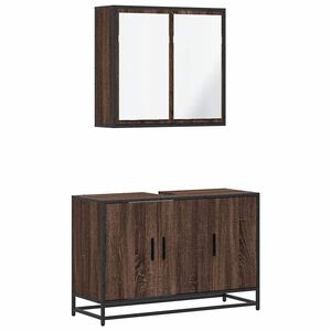 vidaXL Set mobilier de baie, 2 piese, stejar maro, lemn prelucrat