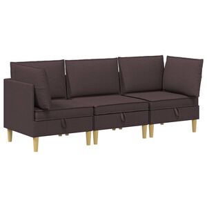 vidaXL Set de canapea modulară cu spațiu de stocare 3 buc. Maro &icirc;nchis