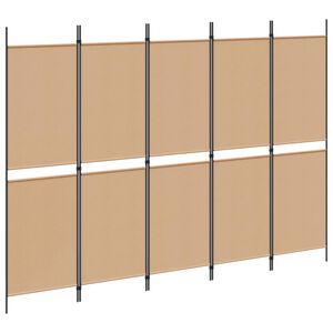 vidaXL Separator de cameră cu 5 panouri Bej 250 x 180 cm Țesătură
