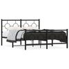 vidaXL Cadru pat metalic cu tăblie de cap/picioare, negru, 135x190 cm