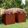 vidaXL Jardiniere cu picioare 2 buc. ruginiu 50x50x50 cm oțel corten