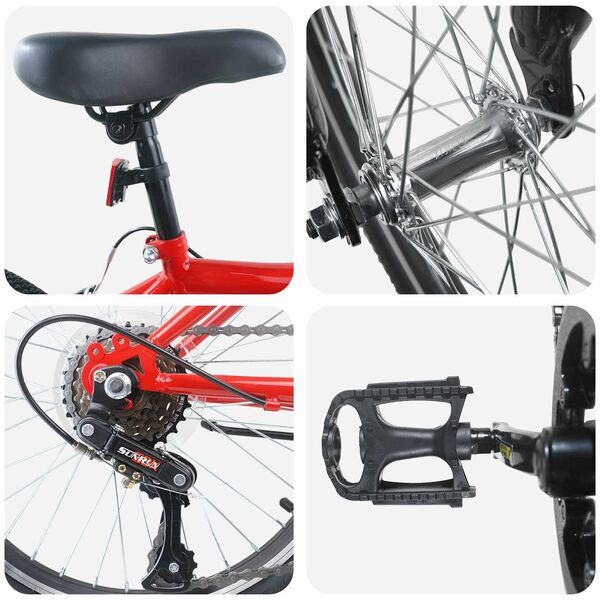 vidaXL Bicicletă pentru Copii 20 Inci 6-Speed pentru 6-11 ani Roșu